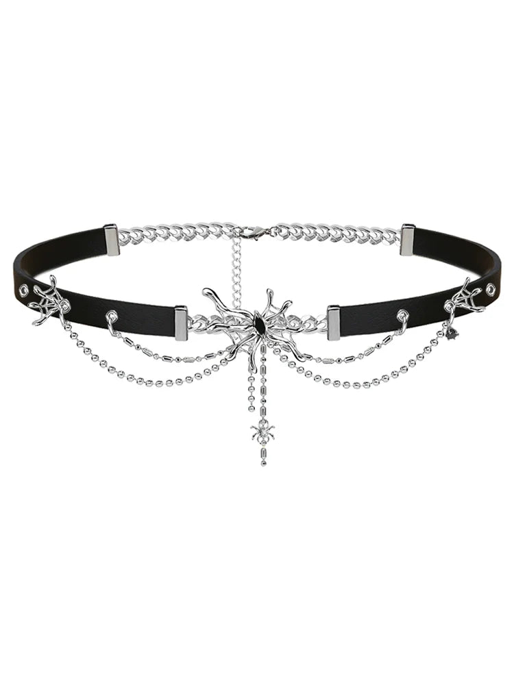 Hip Hop Spider Leather Choker