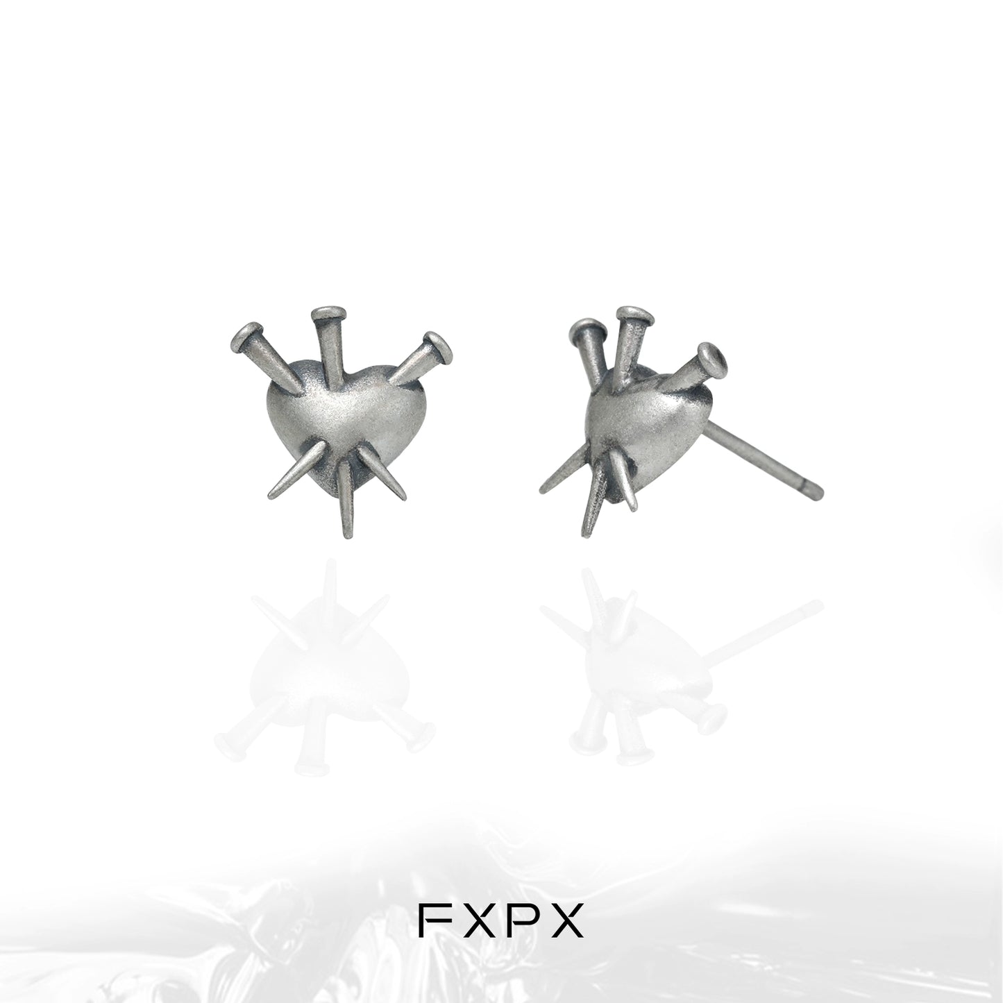 Vintage Punk Love Silver Earrings