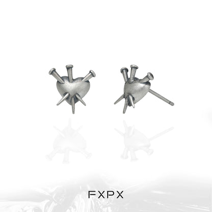 Vintage Punk Love Silver Earrings