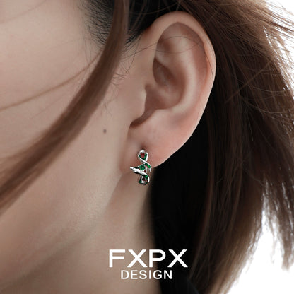 Green Venom Kiss Snake Earrings