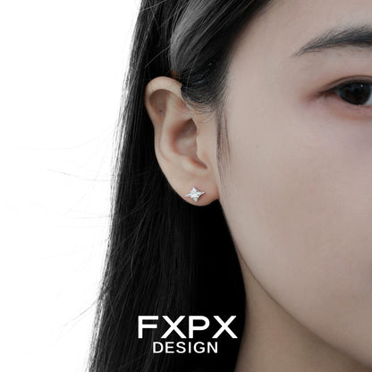 Geometric Star Cross Stud Earrings