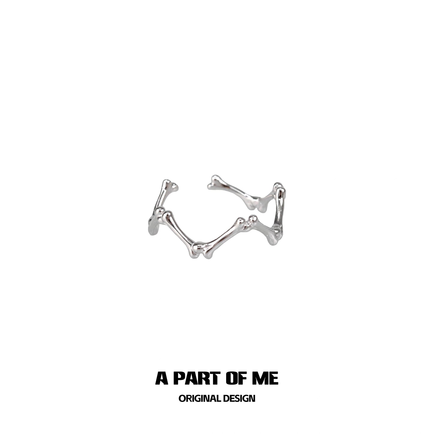 Abstract Bone Layered Silver Ring