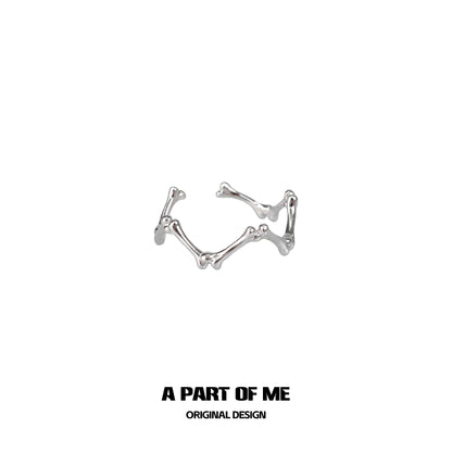 Abstract Bone Layered Silver Ring