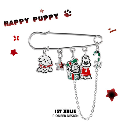 Cute Happy Puppy Brooch