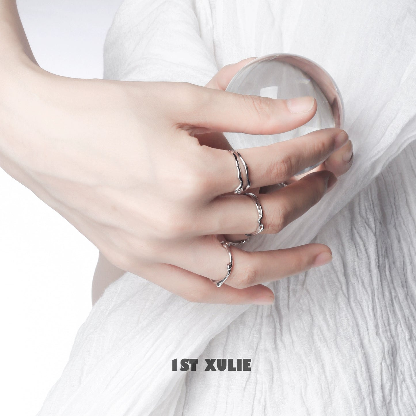 Minimalist Irregular Line Art Silver Ring