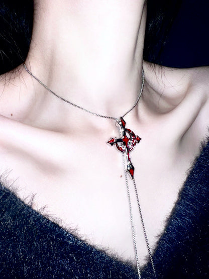 "Blood Moon Cross" Gothic Necklace