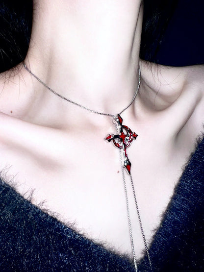 "Blood Moon Cross" Gothic Necklace