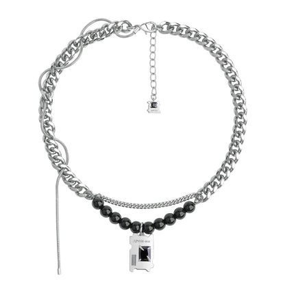 Y2K Dark Matter Beaded Necklace