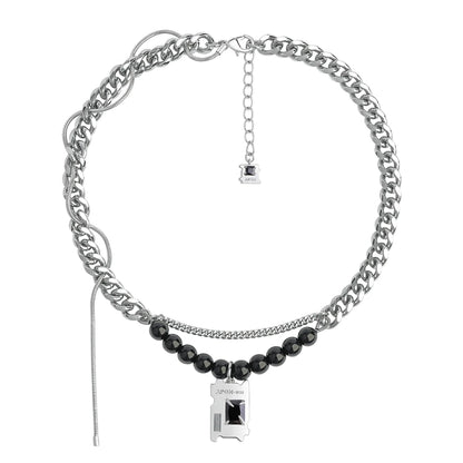 Y2K Dark Matter Beaded Necklace