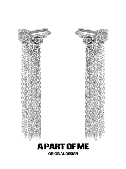 Floral Heart Fringe Ear Cuffs