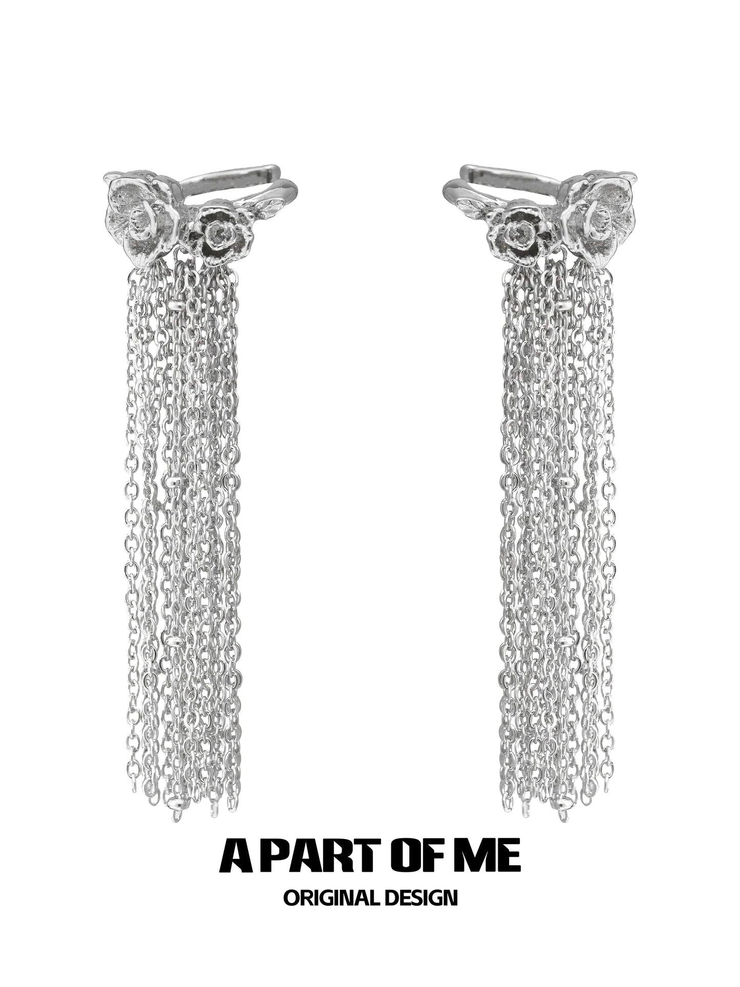 Floral Heart Fringe Ear Cuffs