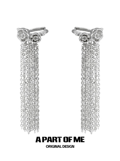 Floral Heart Fringe Ear Cuffs