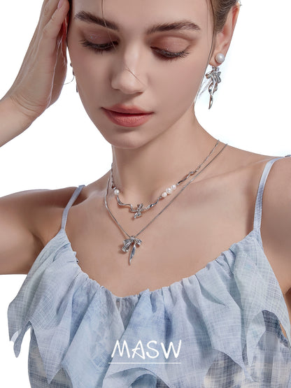 Baroque Pearl Bow Necklace