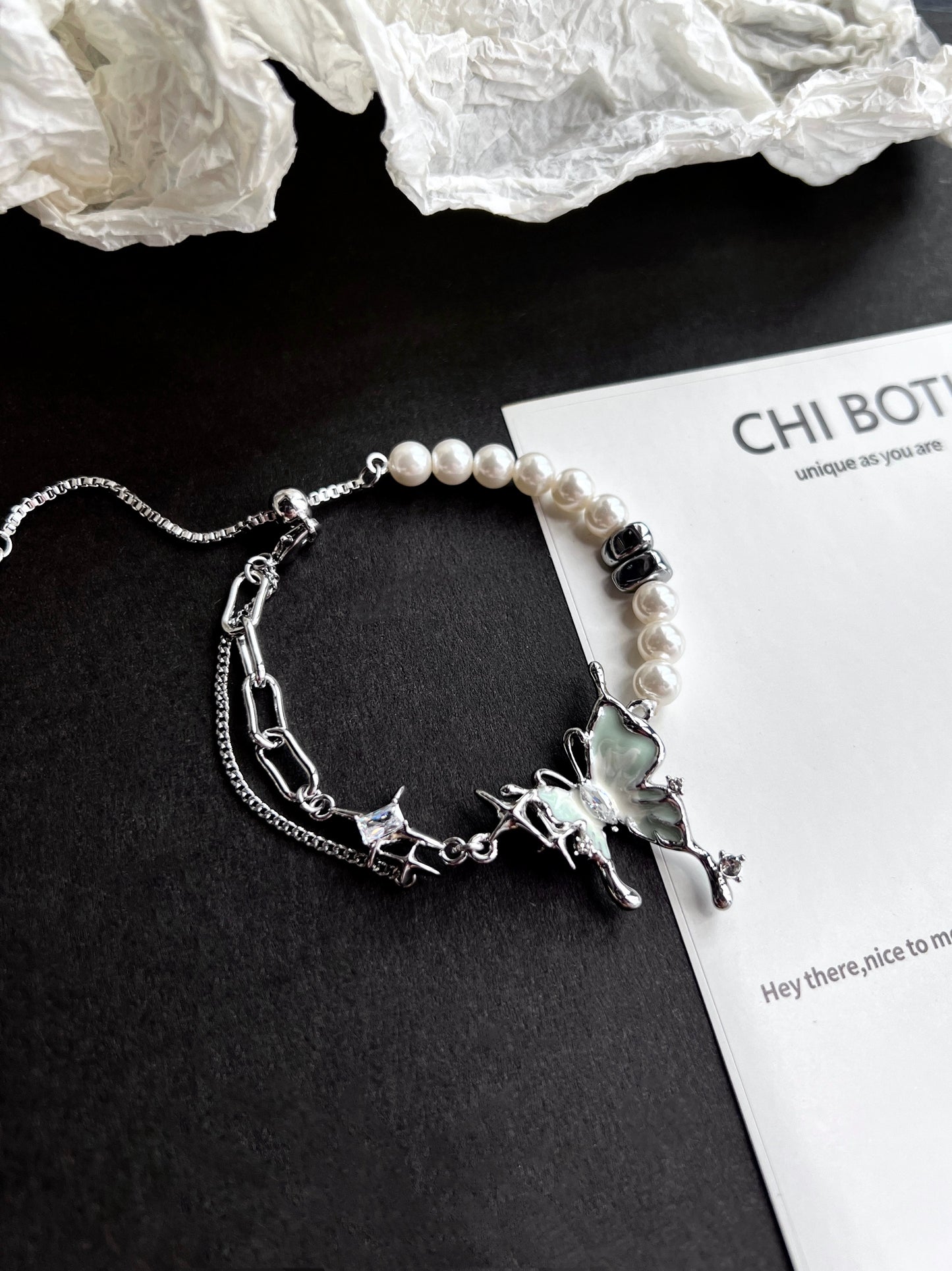 "Green Butterfly" Zircon Bracelet