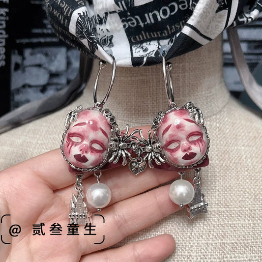 Earrings & Ear Cuffs-Ersan Tongsheng Original Handmade Dark Wind Niche Design High Sense Punk Rock Cute Sweet Spicy Doll Earrings