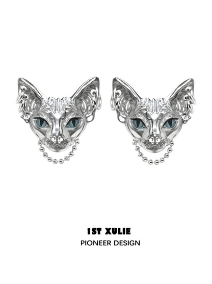 Y2K Peeping Cat Chain Earrings