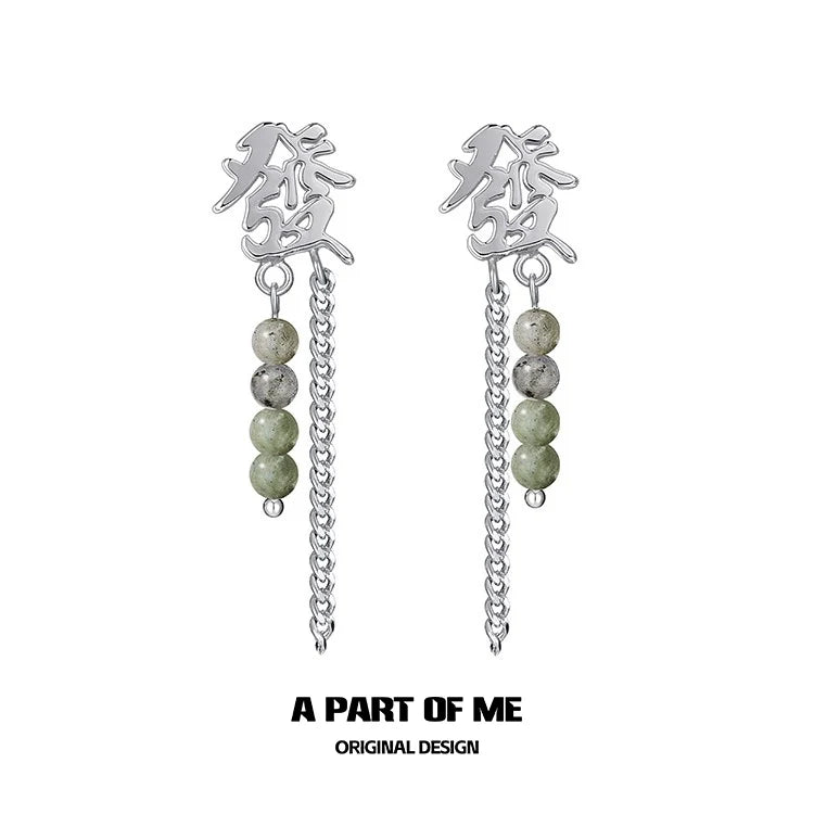 Chinese "Wealth" Beaded Earrings