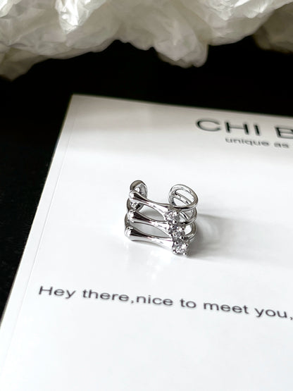 "Bone Deed" Zircon Bone Ear Clip