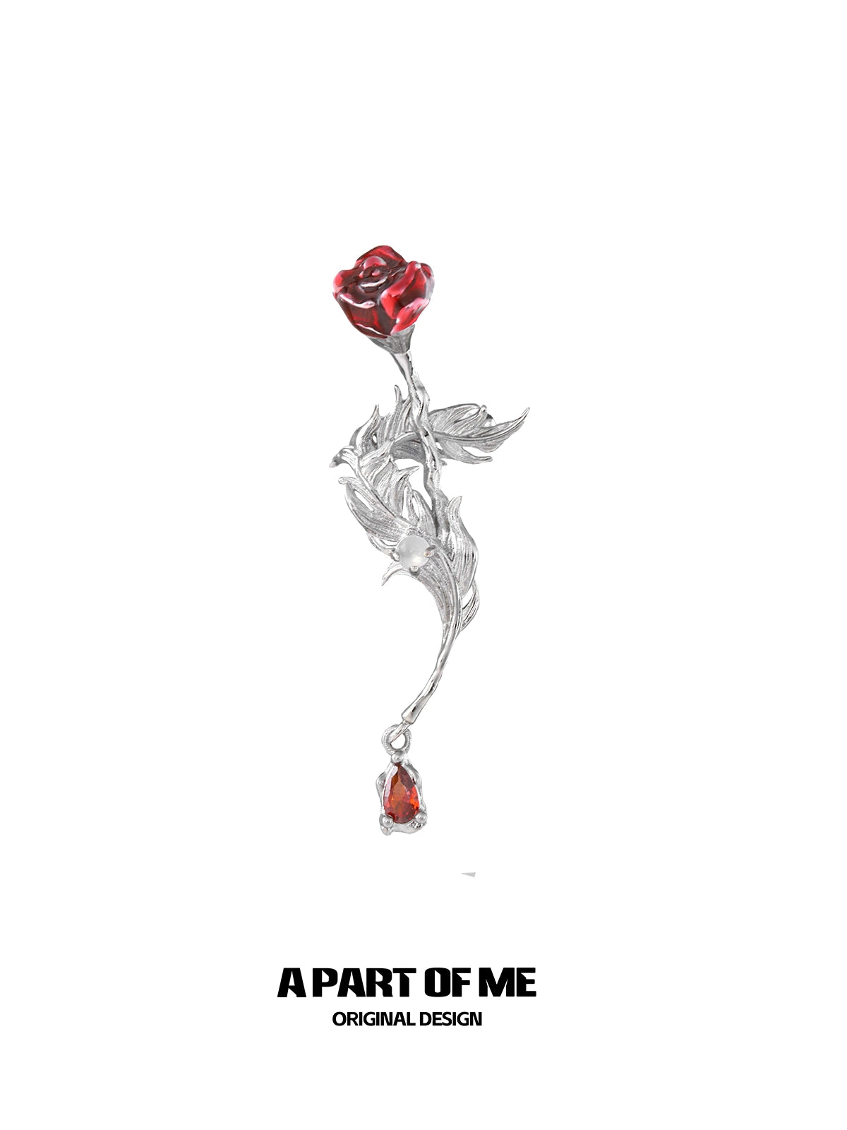 Blood Rose Feather Ear Cuff