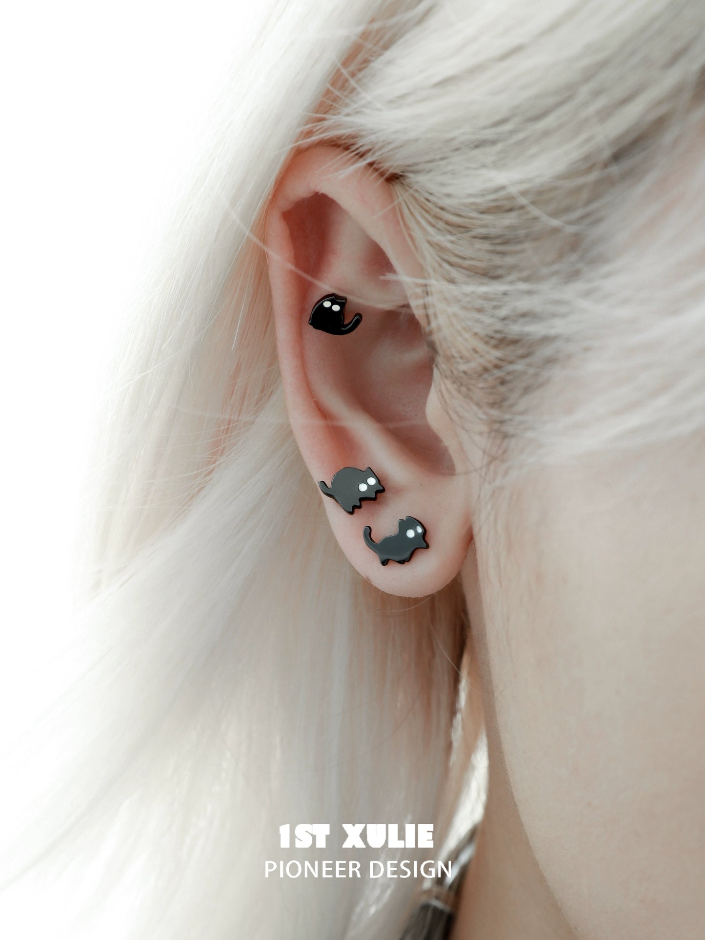 Y2K Moonlit Black Cat Earrings