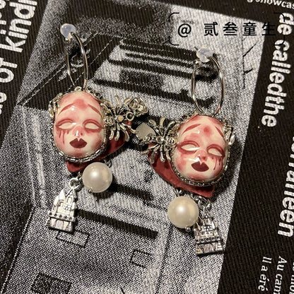Earrings & Ear Cuffs-Ersan Tongsheng Original Handmade Dark Wind Niche Design High Sense Punk Rock Cute Sweet Spicy Doll Earrings