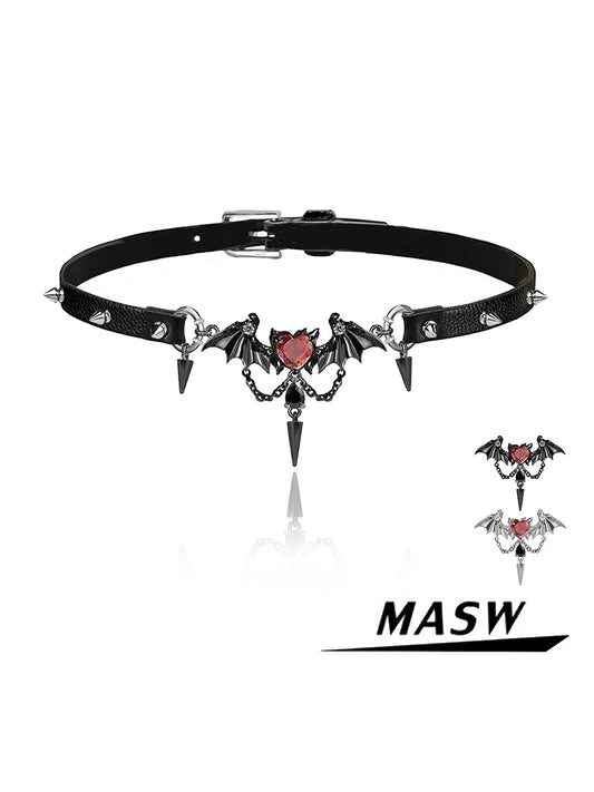 Demon Wings Leather Choker