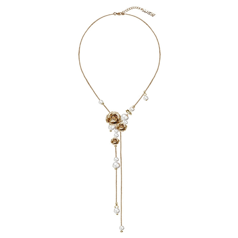 Vintage Rose Pearl Necklace