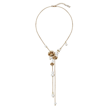 Vintage Rose Pearl Necklace