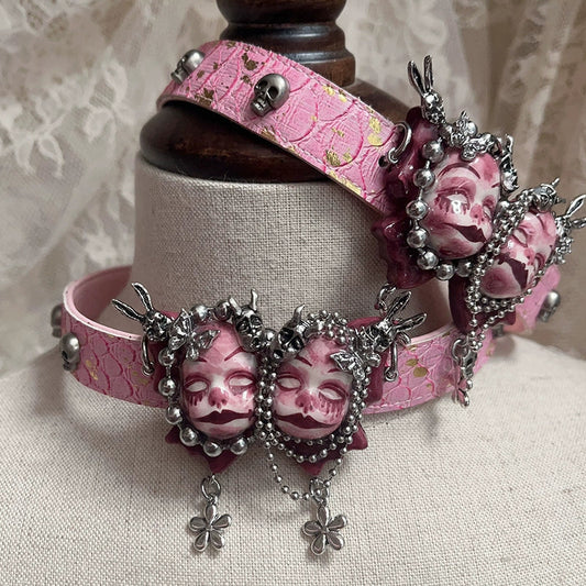 Choker-Ersan Tongsheng original Chinese punk niche design collarbone chain choker neck chain retro doll dark necklace