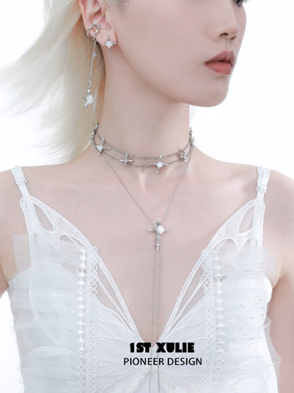 Faithful Rose Cross Clavicle Necklace