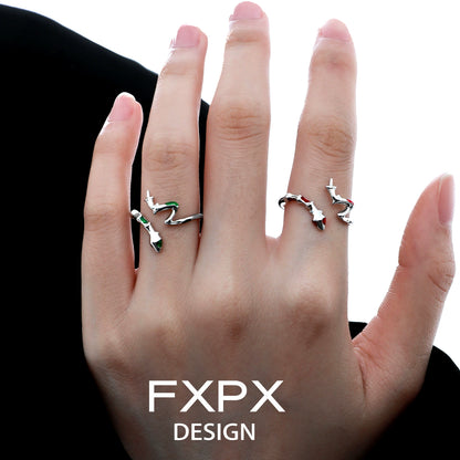 Red Green Serpentine Rings