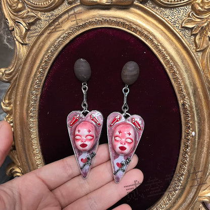 Earrings & Ear Cuffs - Original Design Pink Love Earrings Sweet Cool Girly Dopamine Doll Sweet Cool Earrings Ear Clips