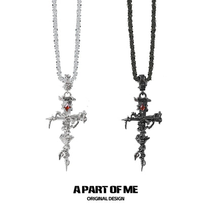 Thorned Rose Sword Necklace