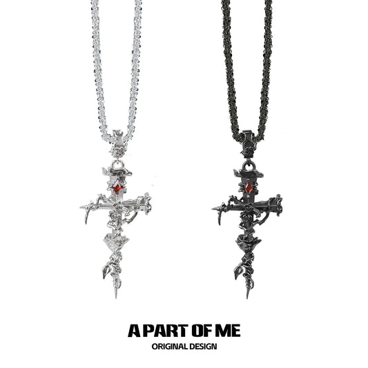 Thorned Rose Sword Necklace