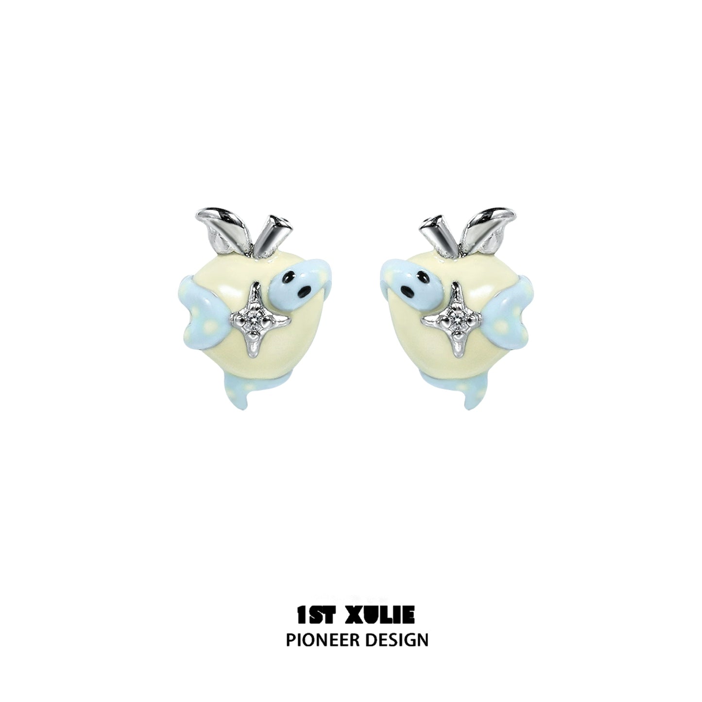 Cute Snake's Kiss Apple Earrings