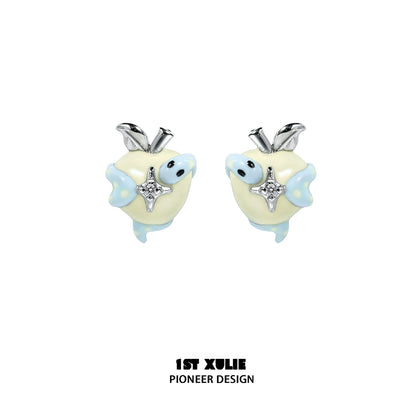 Cute Snake's Kiss Apple Earrings