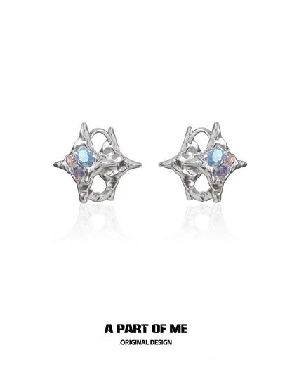 Rainbow Zircon Star Stud Earrings