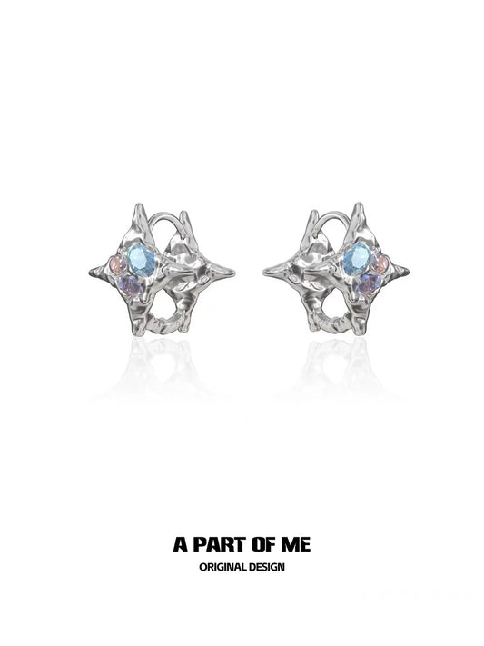 Rainbow Zircon Star Stud Earrings
