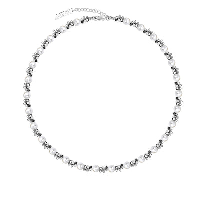 Broken Silver Beaded Collarbone Chain
