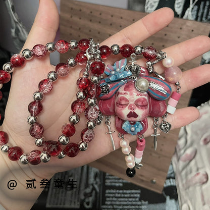 Necklaces-Ersan Tongsheng Original Handmade Cross Necklace Female Niche Gothic Design Sweet Cool Y2K Wind Pendant Cute Spice Girl
