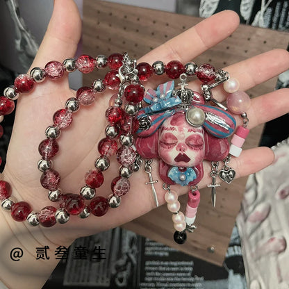 Necklaces-Ersan Tongsheng Original Handmade Cross Necklace Female Niche Gothic Design Sweet Cool Y2K Wind Pendant Cute Spice Girl