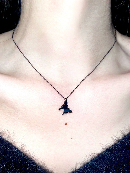 "Shadow Butterfly" Black Gold Necklace