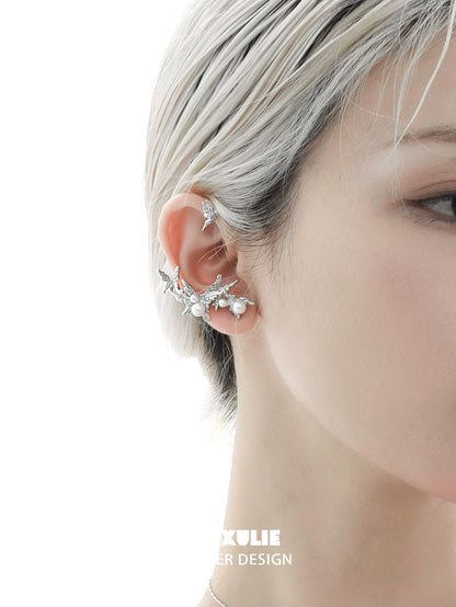 Chic Pearl Butterfly Ear Clips