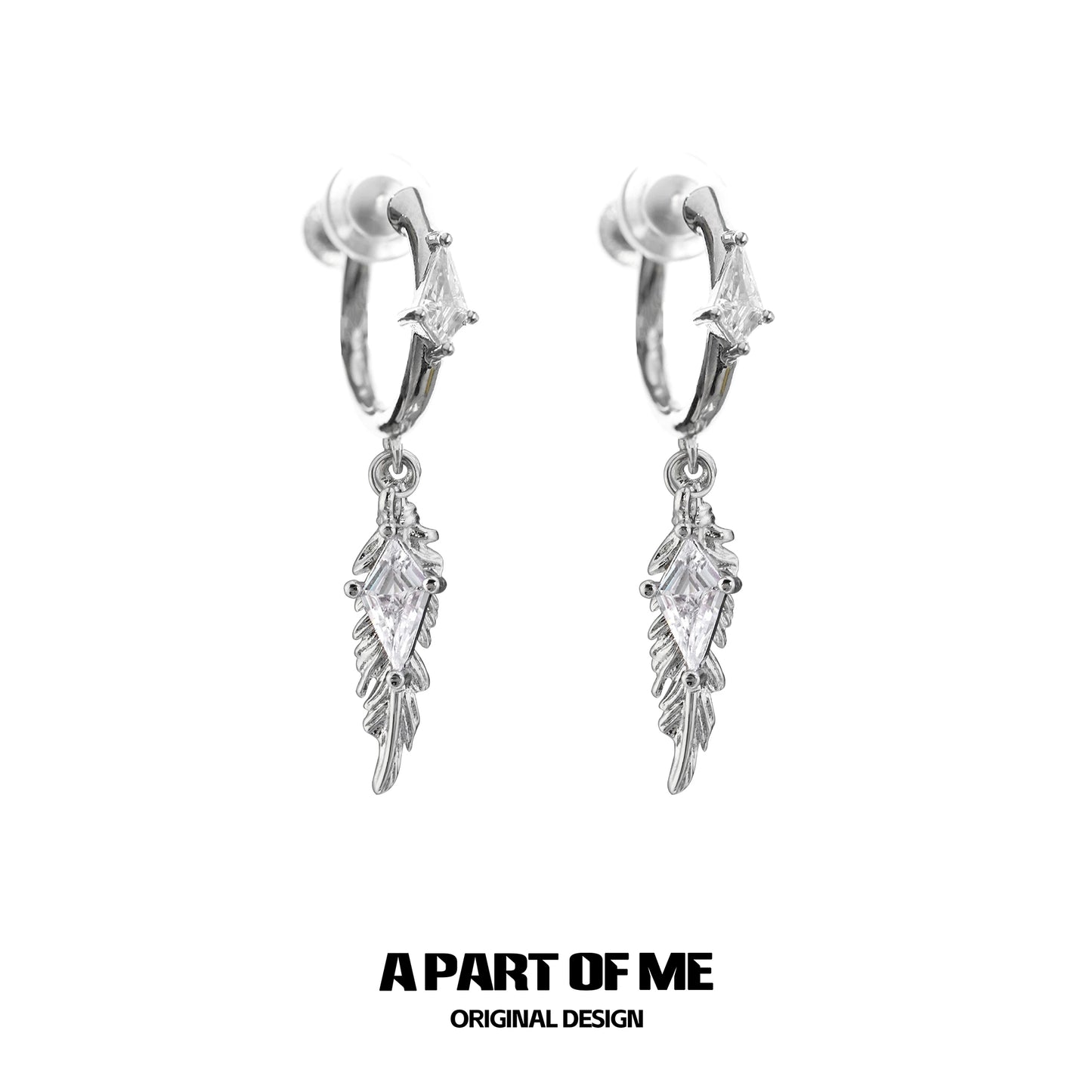 Y2K Feather Zircon Earrings