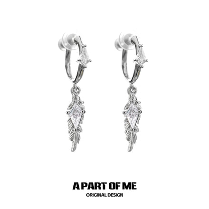 Y2K Feather Zircon Earrings