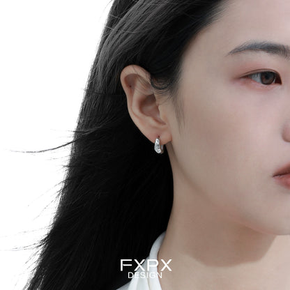 Metallic Fracture Silver Ear Clips