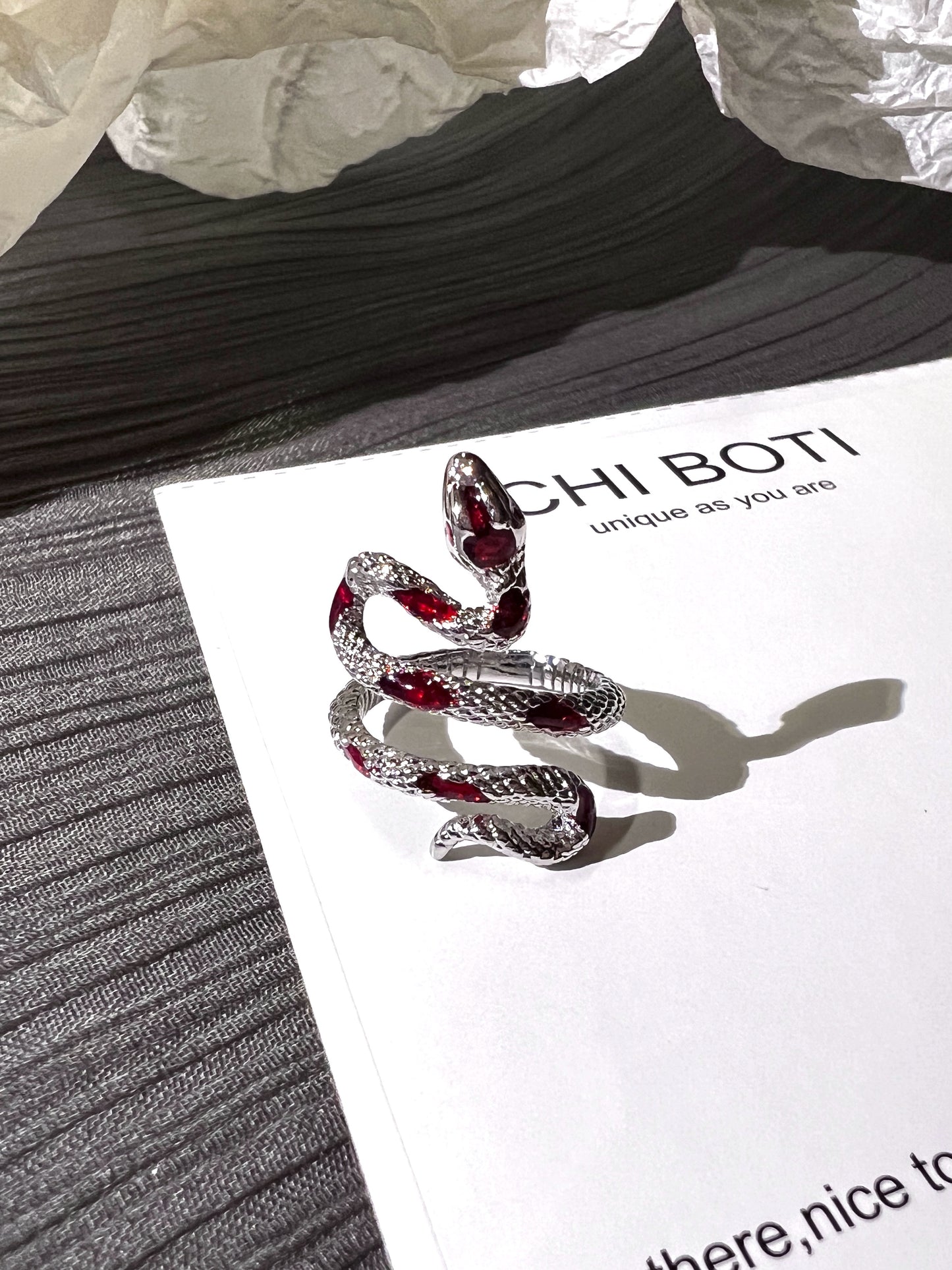 "Red Scar Snake" Wrap Ring