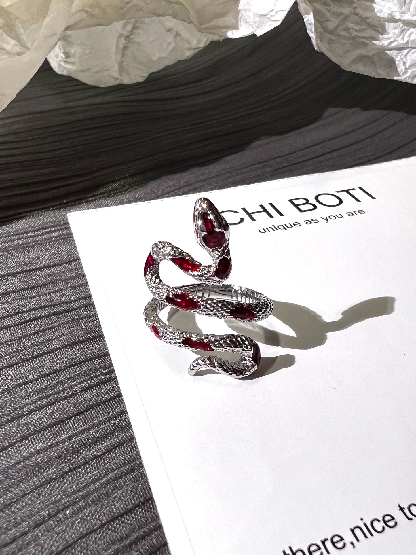 "Red Scar Snake" Wrap Ring