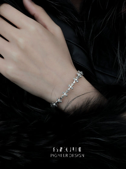 Radiant Cross Zircon Silver Bracelet