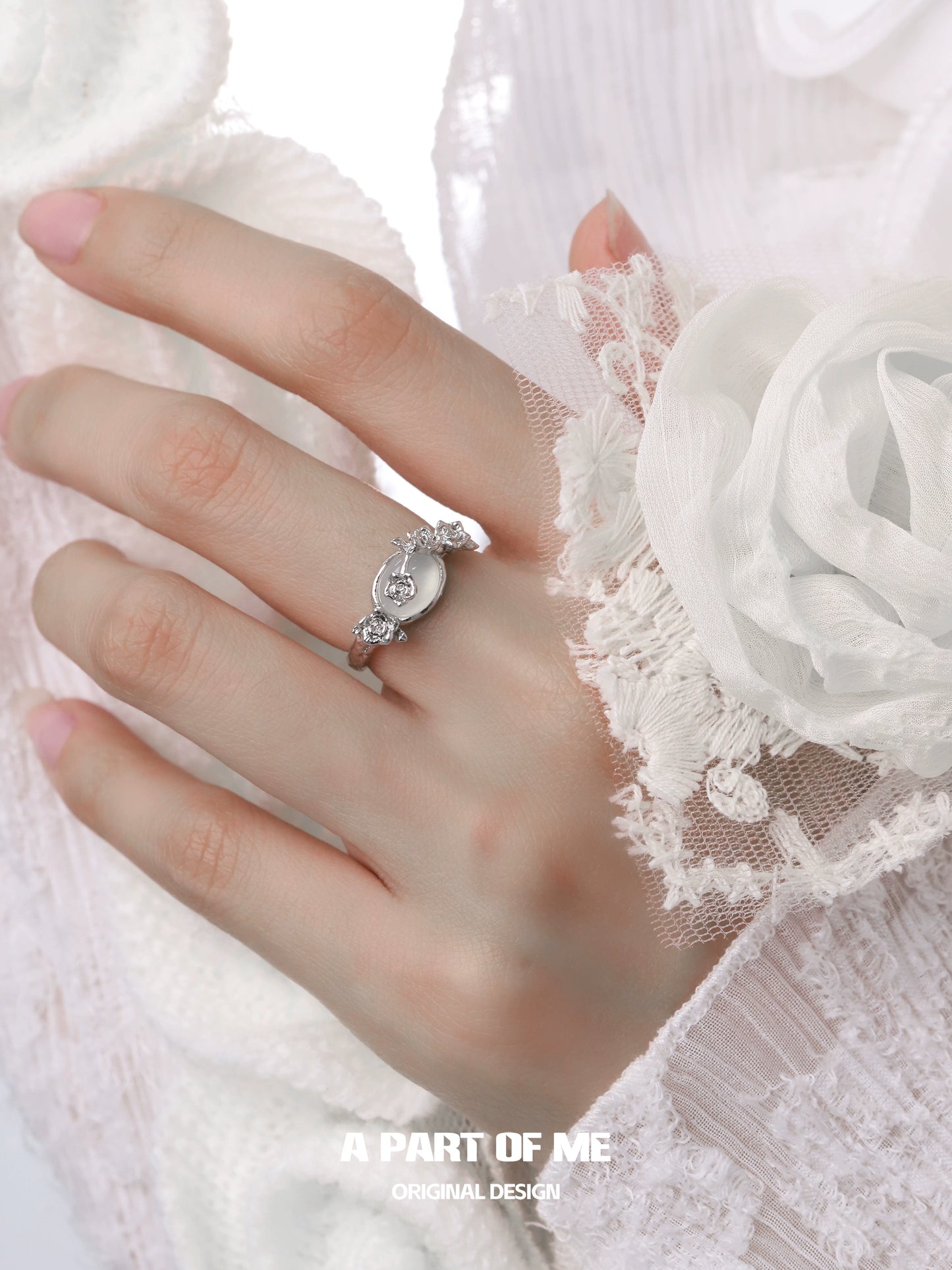 A PART OF ME-original 925 sterling silver rose ring does not fade, high-end cold new Chinese agate ring